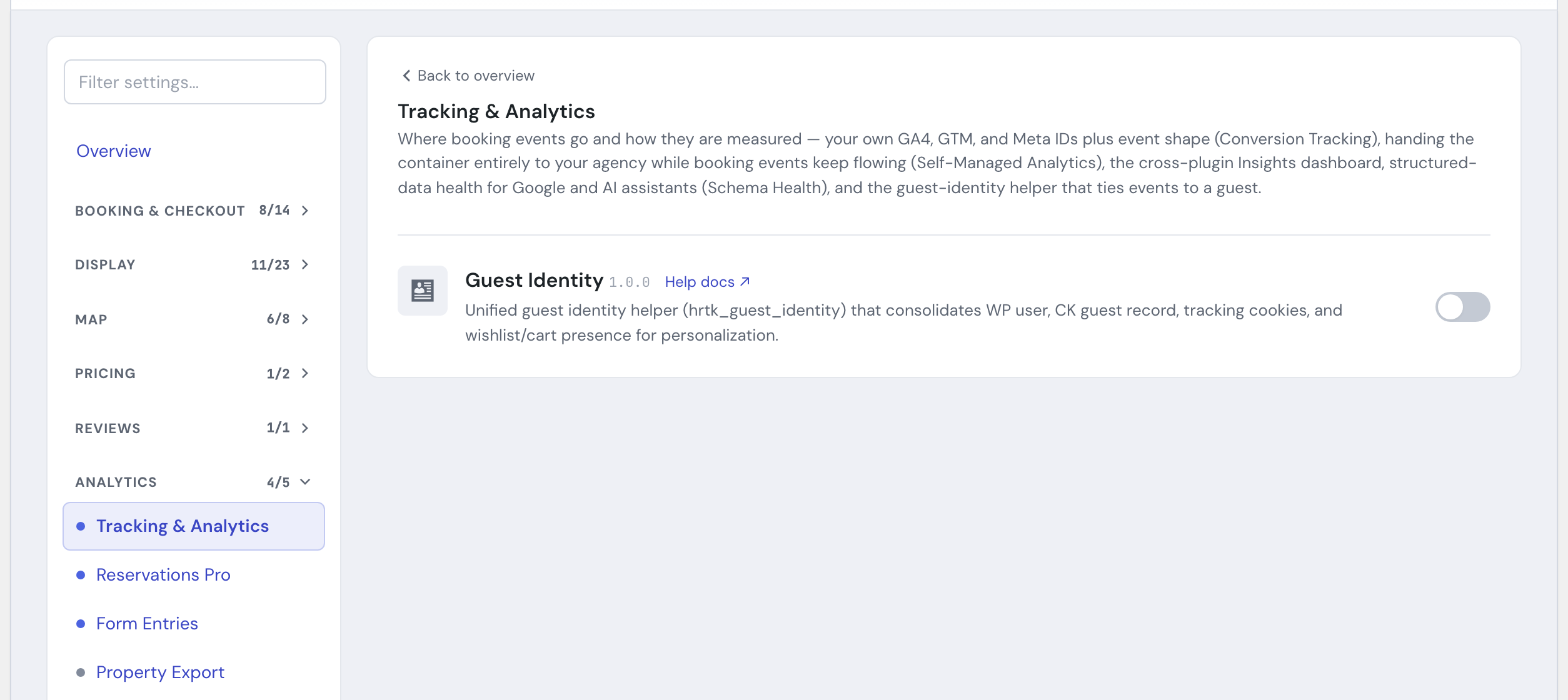 The Guest Identity module in the HomeRunner Toolkit Hub, with its on/off switch